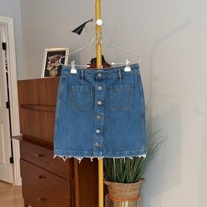 LOFT Denim Button-Front Skirt